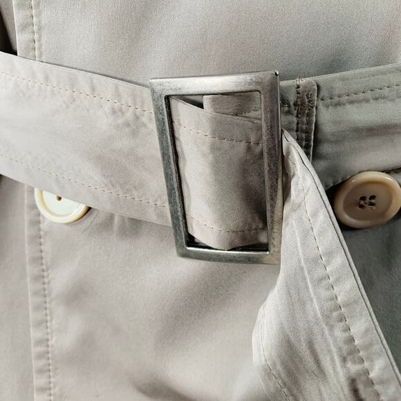 DANIELE ALESSANDRINI Size 38 Khaki Satin Double Breasted Belted Jacket - Picture 5 of 11